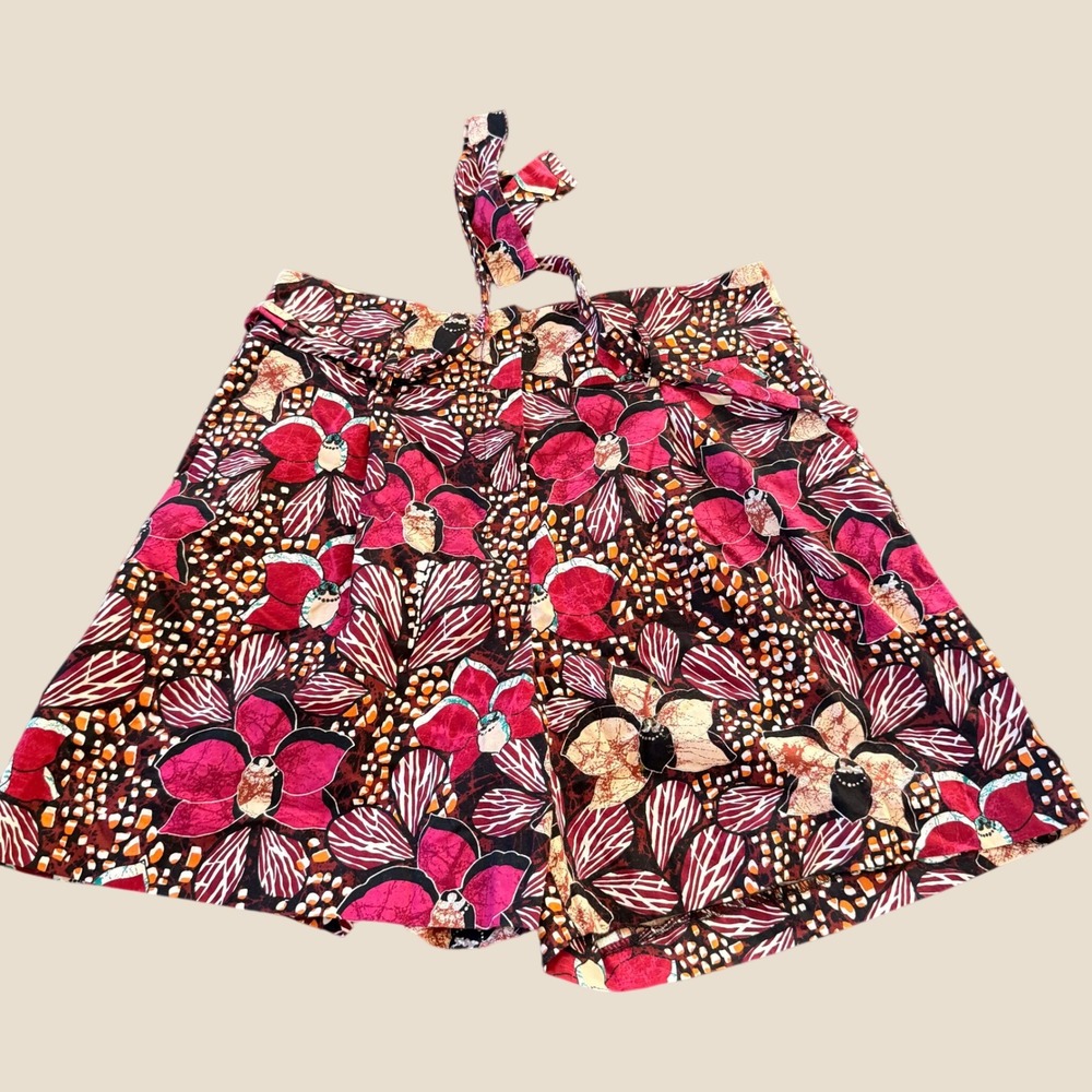 Orsay Floral Shorts Womens 42 Pink Multi Beach Summer High Waisted Tie Belt Boho